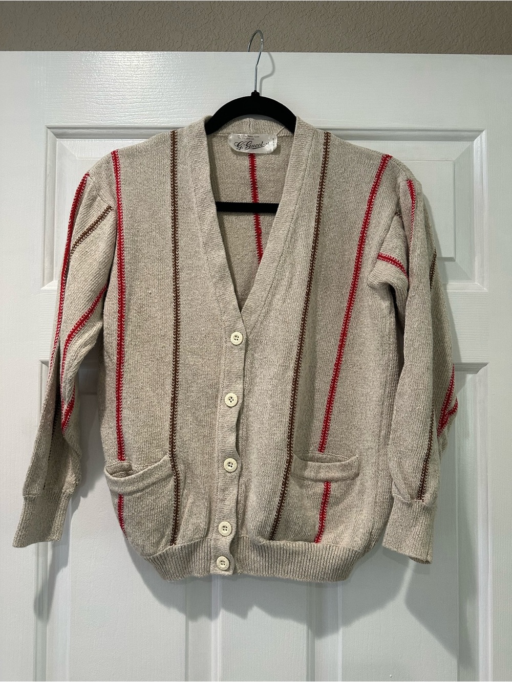 Vintage Gucci G. Gucci Italy Cotton Linen Striped Cardigan Sweater